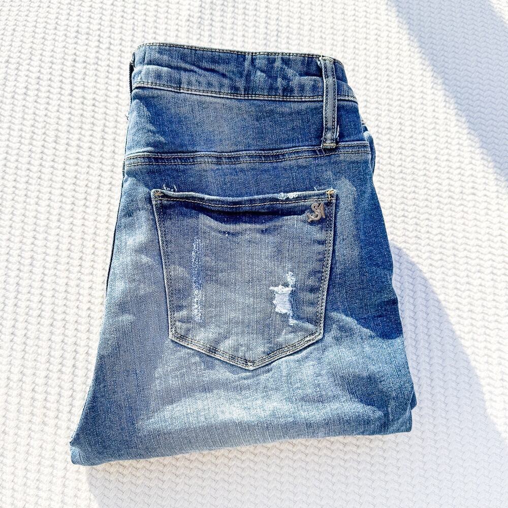 Special A Distressed Skinny Denim Jeans Ripped Stretch Button Fly Size XL